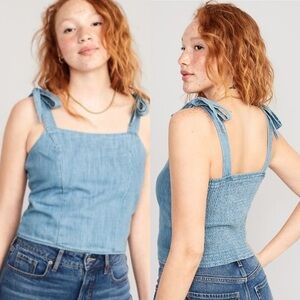 Old Navy Fitted Tie Cropped Jean Corset Cami Top for Women SZ XS